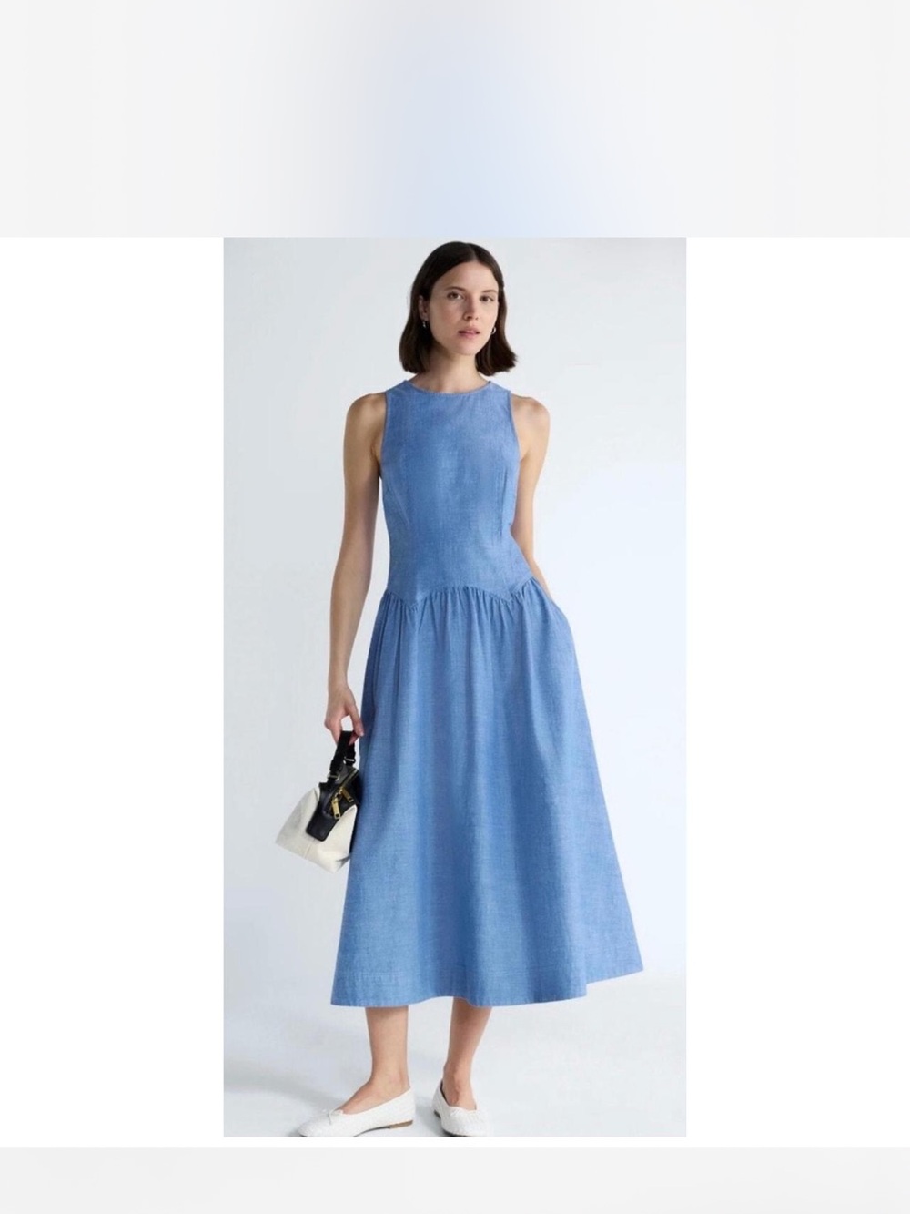 Free Assembly Blue Chambray Maxi Dress XS w Pockets